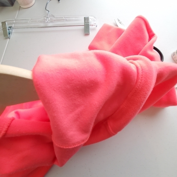 Calvin Klein Shirt Medium Fleece Pullover Neon Coral Funnel Neck Performance - Picture 5 of 6